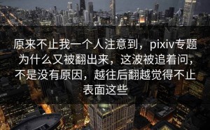 原来不止我一个人注意到，pixiv专题为什么又被翻出来，这波被追着问，不是没有原因，越往后翻越觉得不止表面这些
