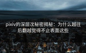 pixiv的深层次秘密揭秘：为什么越往后翻越觉得不止表面这些