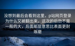 没想到最后会看到这里，p站网页登录为什么又被翻出来，这次的后劲不是一般的大，后面那层意思比表面更耐琢磨