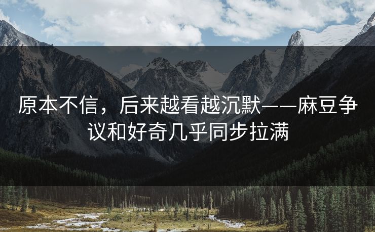 原本不信,后来越看越沉默——麻豆争议和好奇几乎同步拉满 原本不信,后来越看越沉默——麻豆争议和好奇几乎同步拉满